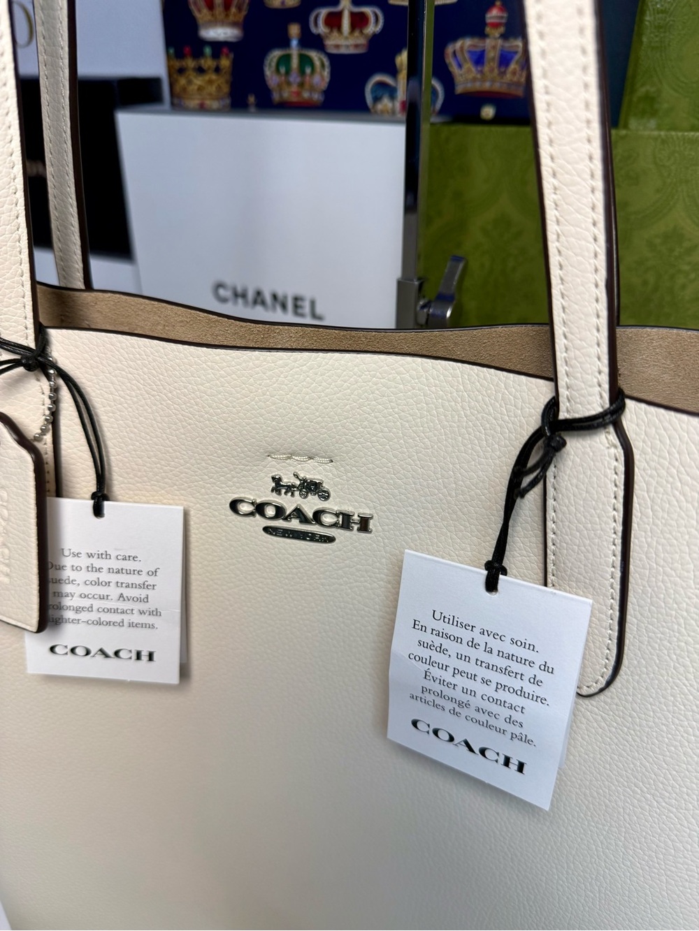 🆕 COACH Cream Pebbled Thea Tot with Double Handles and Tag MSRP:$425 - Picture 5 of 17